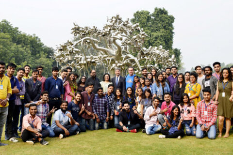 Students with EU Ambassador to India